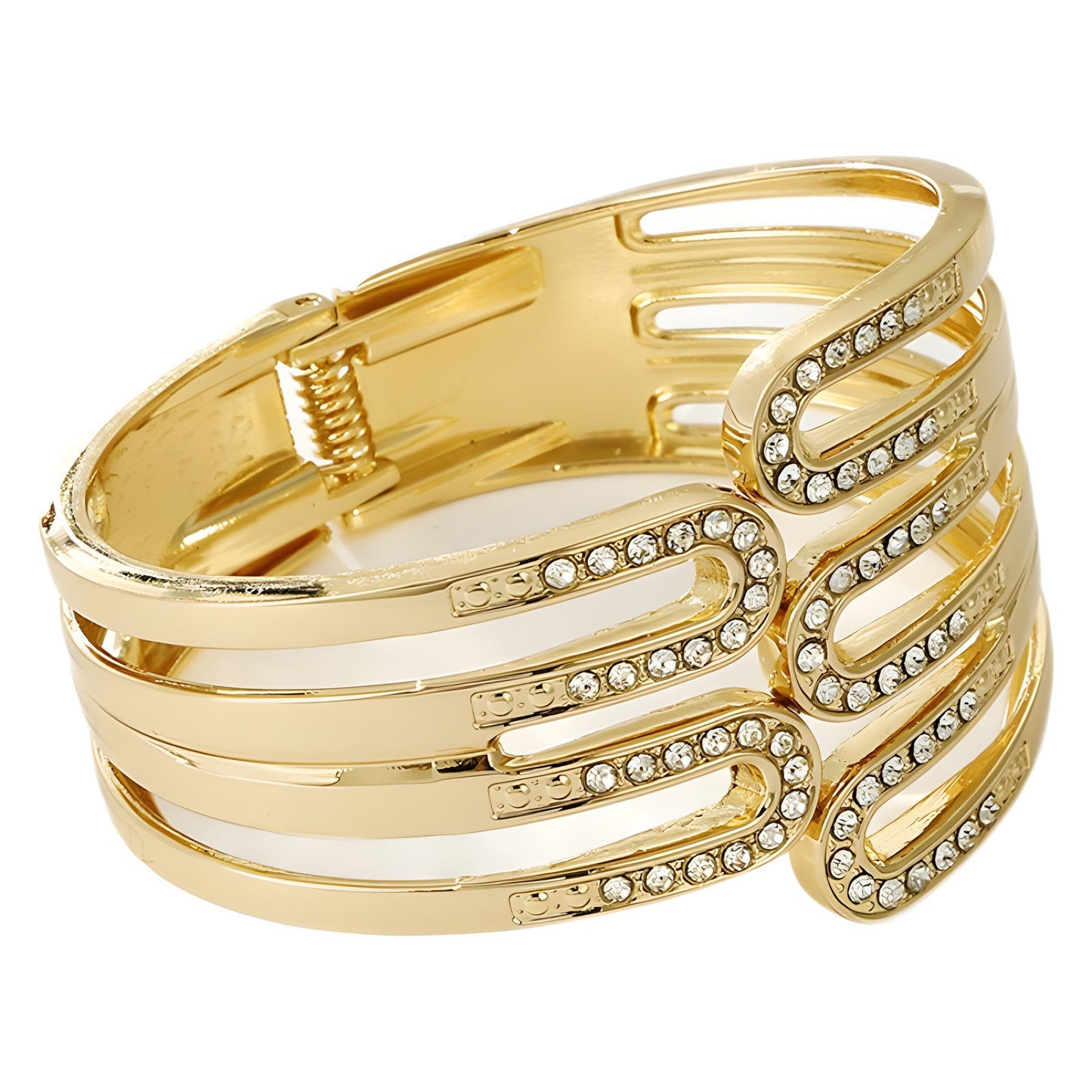 Hollow Bracelet, Asymmetrical Diamond-Encrusted Ring-Shaped Stacked Design Alloy Bracelet, Personalized, Simple Style, High-End Sense For Girls