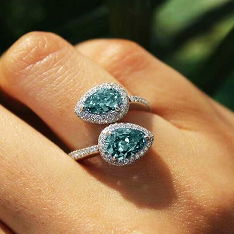 Cao Shi LAZADA Classic Drop Ring Opening Adjustable Light Luxury Ring Celebrity Party Accessories