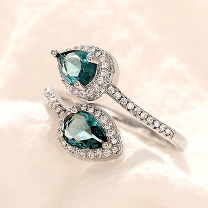 Cao Shi LAZADA Classic Drop Ring Opening Adjustable Light Luxury Ring Celebrity Party Accessories