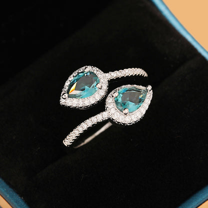 Cao Shi LAZADA Classic Drop Ring Opening Adjustable Light Luxury Ring Celebrity Party Accessories