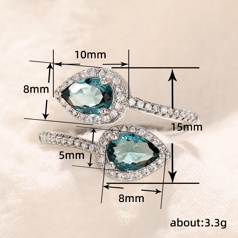 Cao Shi LAZADA Classic Drop Ring Opening Adjustable Light Luxury Ring Celebrity Party Accessories