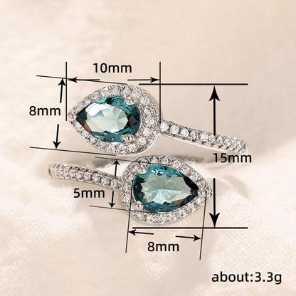 Cao Shi LAZADA Classic Drop Ring Opening Adjustable Light Luxury Ring Celebrity Party Accessories