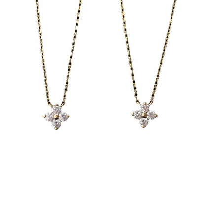 Lucky ~ S925 Silver Plated 14K Gold Four-Leaf Clover Compact Necklace Women's Clavicle Chain Accessible Luxury Niche High-End Design