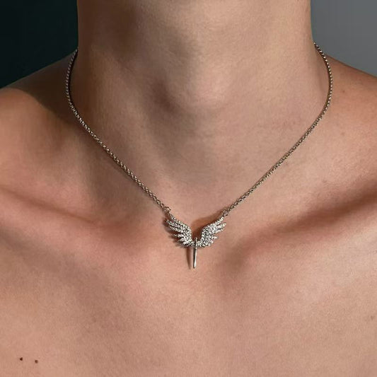 Necklace Men's Angel Wings Personality Design High-end Hip-hop All-match Summer New Accessories Women's Trendy Simple Jewelry