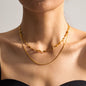 European And American Gold Folded Clavicle Chain Women's Non-fading Personality Simple All-match Temperament Love Double Necklace Jewelry