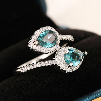 Cao Shi LAZADA Classic Drop Ring Opening Adjustable Light Luxury Ring Celebrity Party Accessories